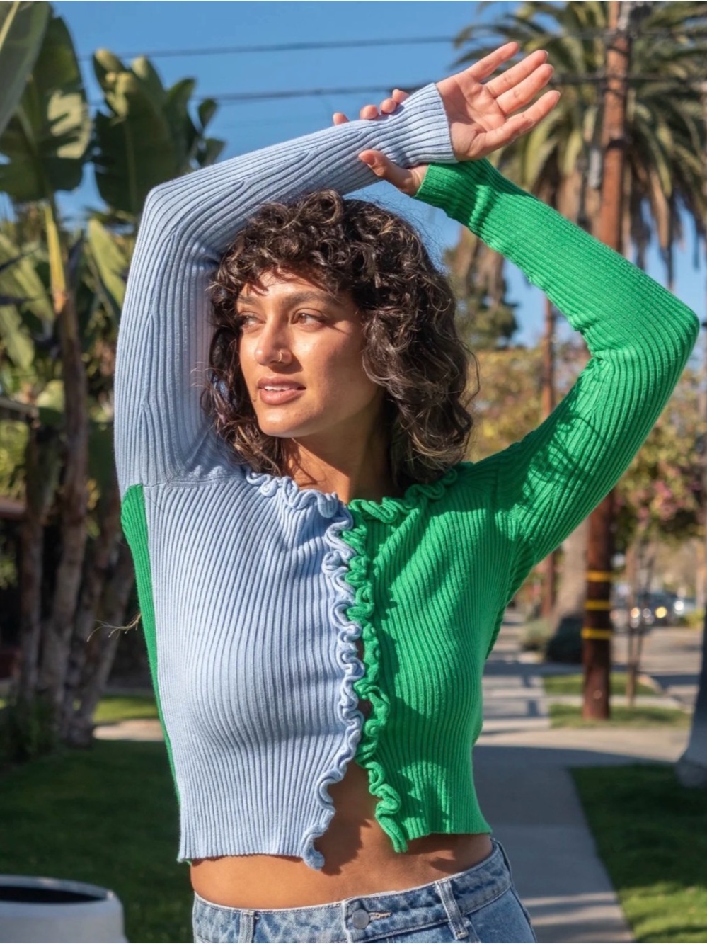Ruffled Off Shoulder Sweater - Picture 2 of 5